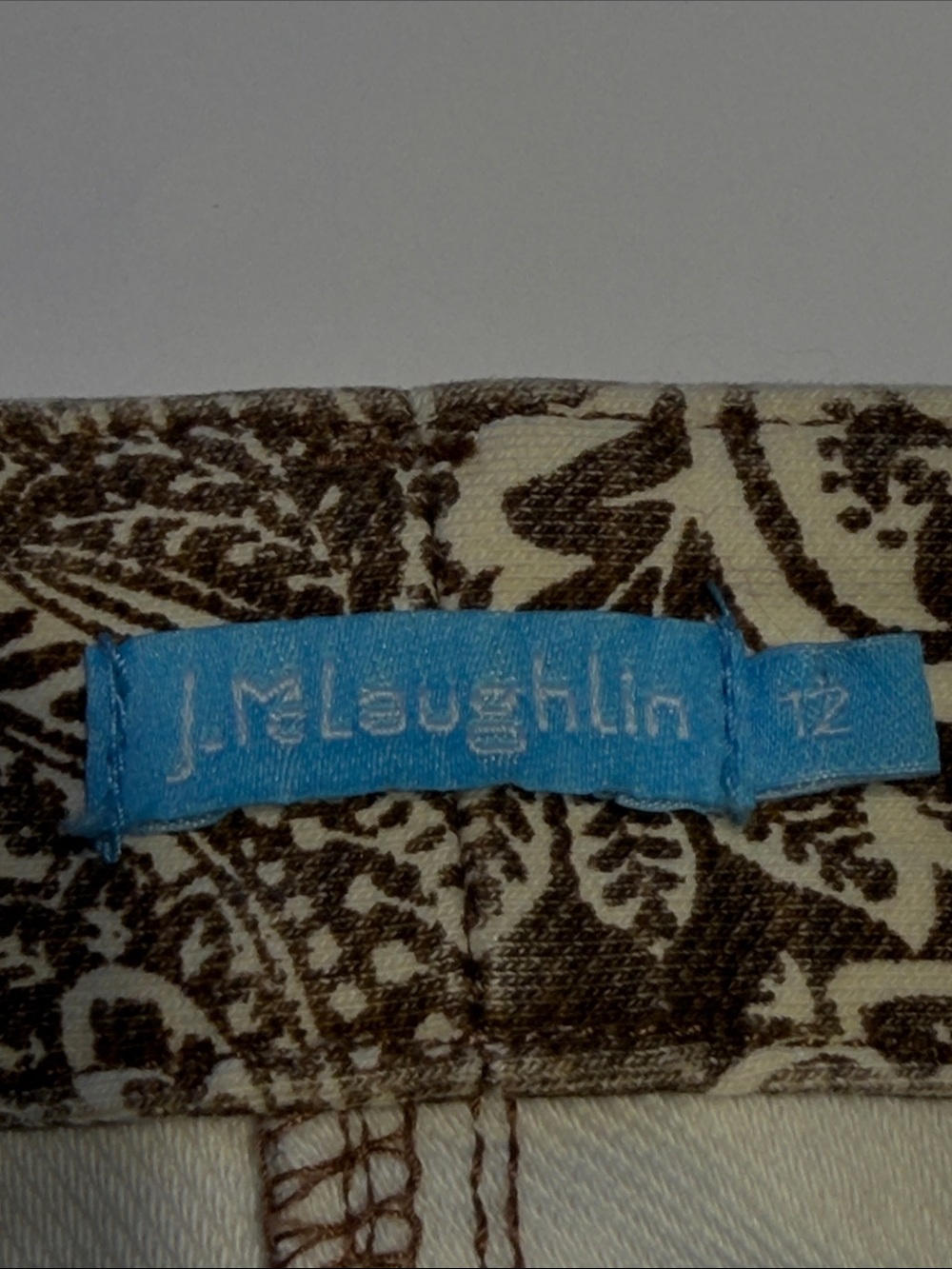 J. McLaughlin Lexi Brown/Off-White Mega Ravi Paisley Boho Print Pant Jeans Sz 12 - Picture 15 of 17